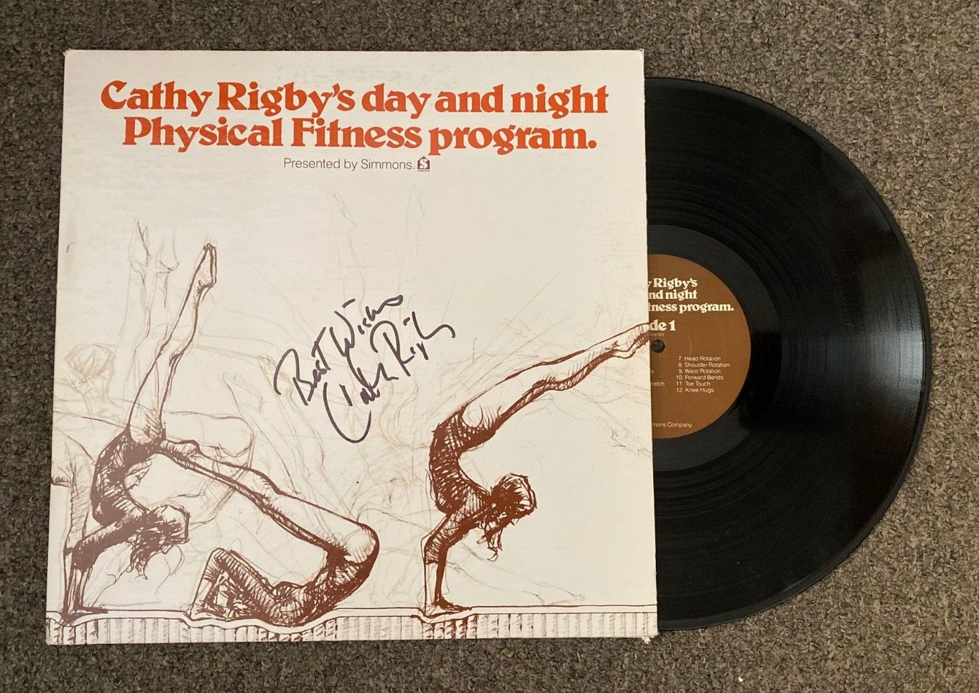 CATHY RIGBY SIGNED AUTOGRAPHED DAY AND NIGHT PHYSICAL FITNESS PROGRAM ALBUM COA