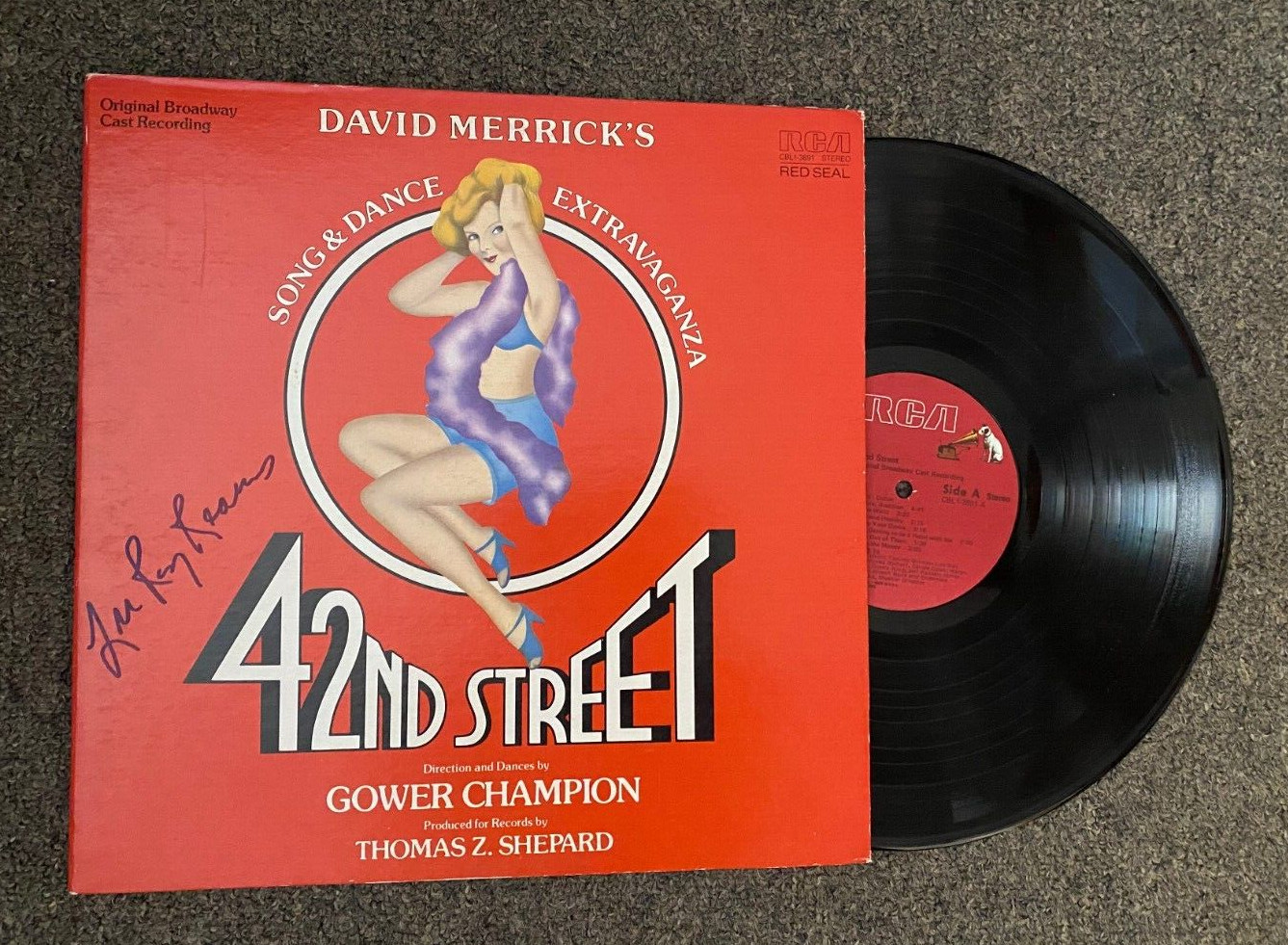 LEE ROY REAMS 42ND STREET SIGNED AUTOGRAPHED ALBUM COVER W/COA