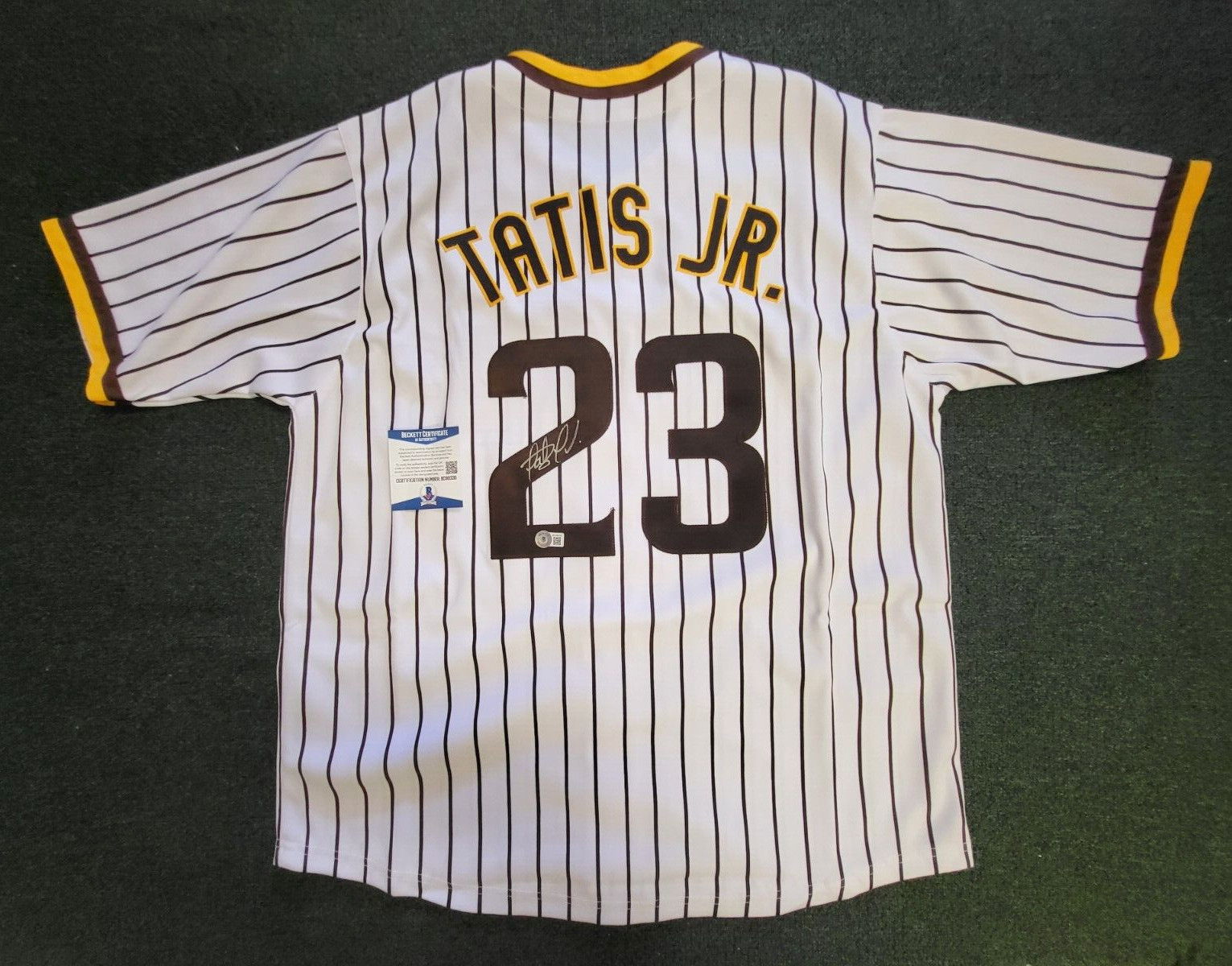 FERNANDO TATIS JR #23 SD PADRES SIGNED AUTOGRAPHED CUSTOM JERSEY SZ XL BECKETT