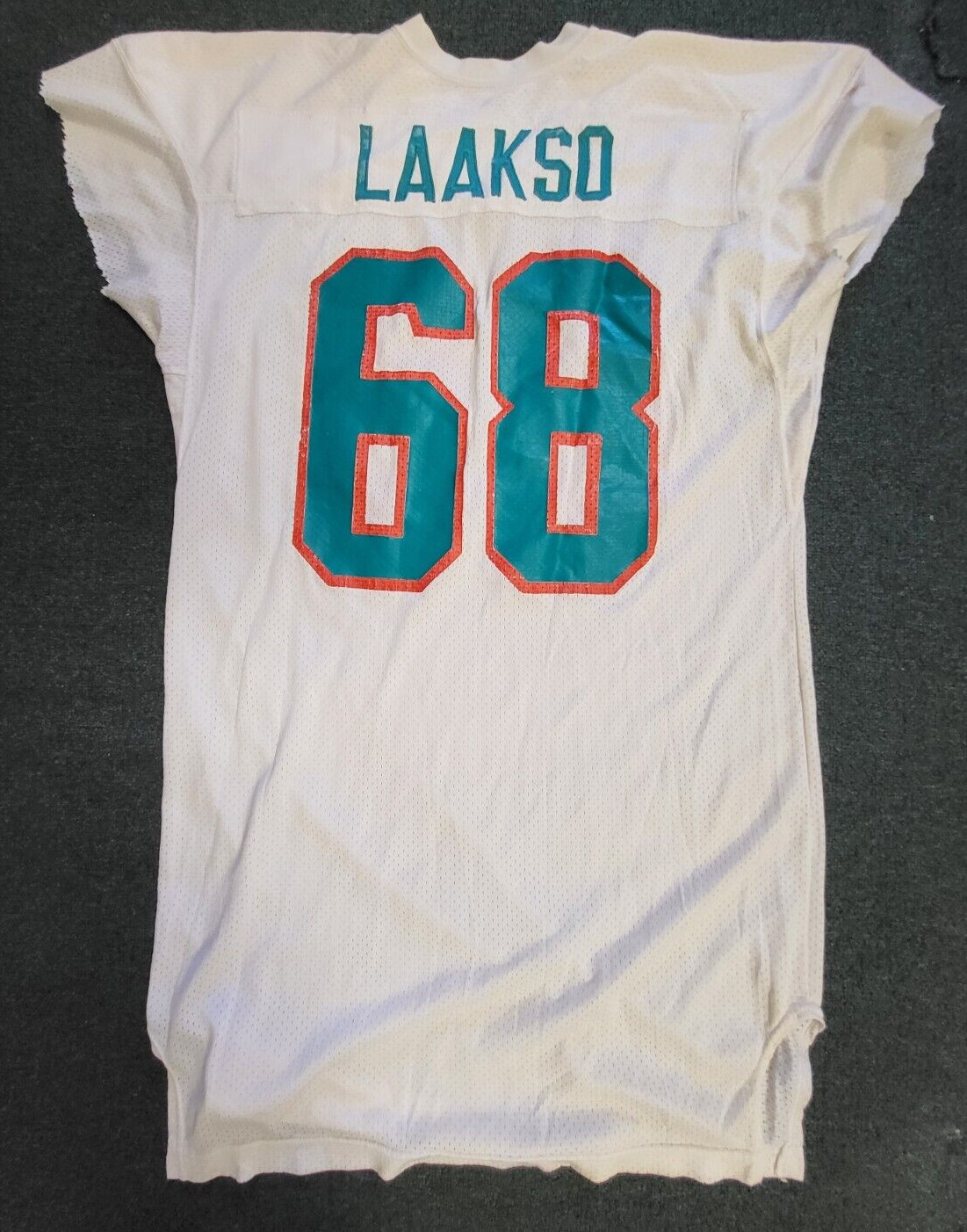 VINTAGE ERIC LAAKSO #68 MIAMI DOLPHINS PRACTICE PLAYER WORN OFFICIAL JERSEY RARE