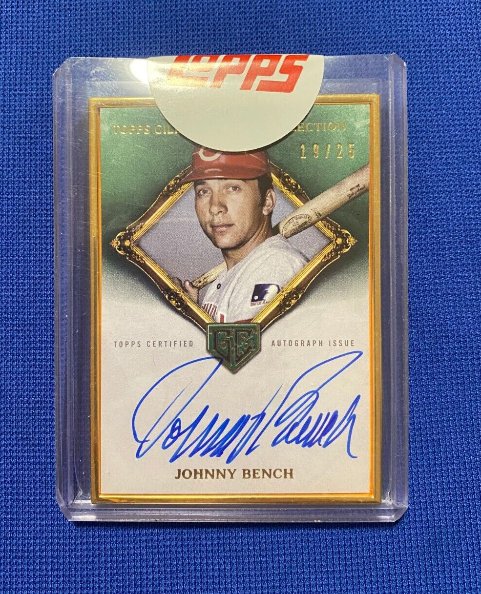 2023 TOPPS GILDED COLLECTION JOHNNY BENCH REDS SIGNED AUTO GOLD CARD /25 HAFA-JB