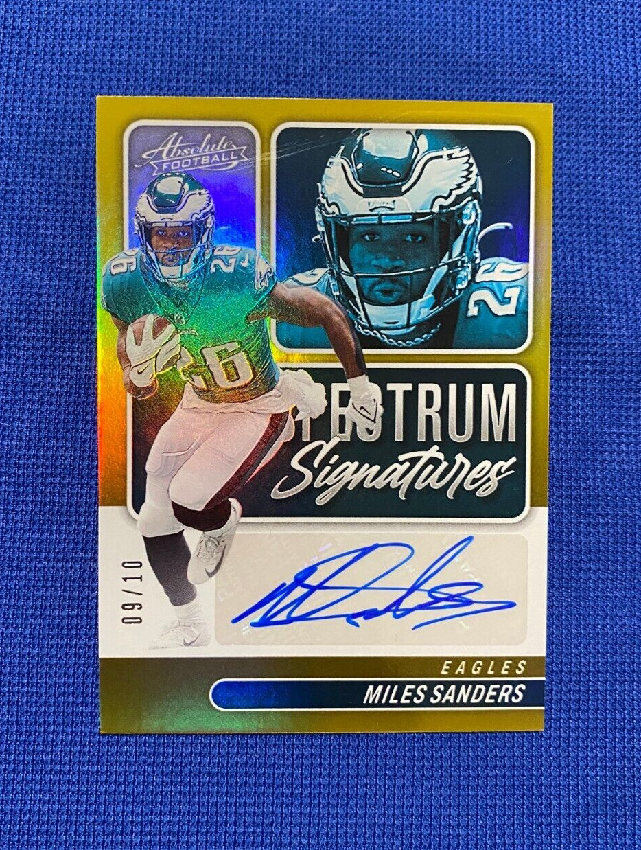 2022 PANINI ABSOLUTE MILES SANDERS EAGLES SPECTRUM SIGNATURES AUTO GOLD 9/10