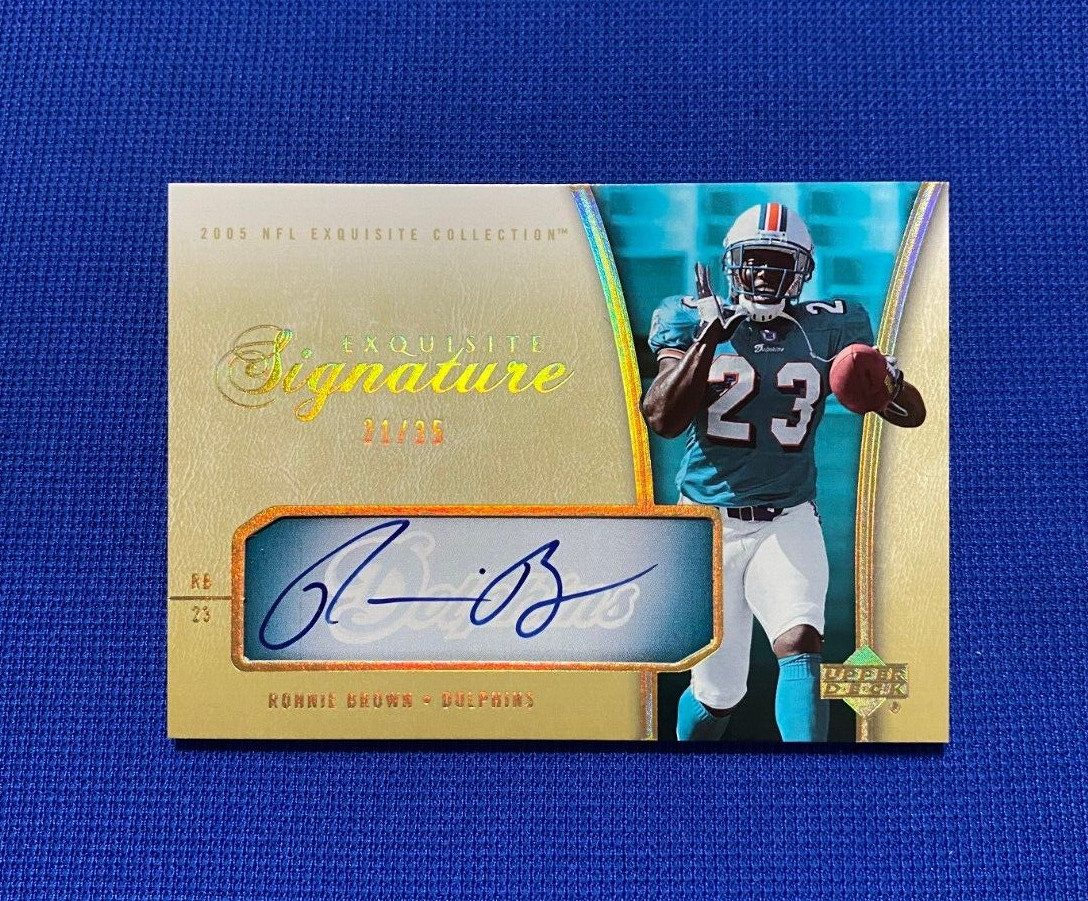 2005 UPPER DECK EXQUISITE COLLECTION RONNIE BROWN MIAMI DOLPHINS AUTO SIGNED /35