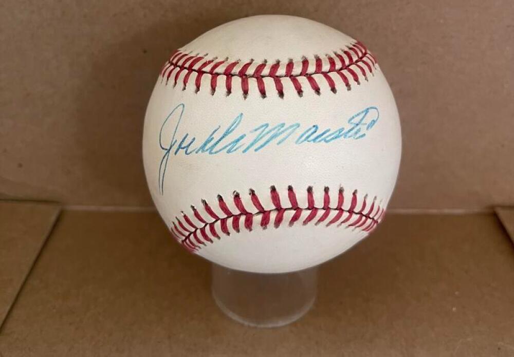 JOE DEMAESTRI YANKEES SIGNED AUTOGRAPHED A.L. BASEBALL BECKETT AUTH