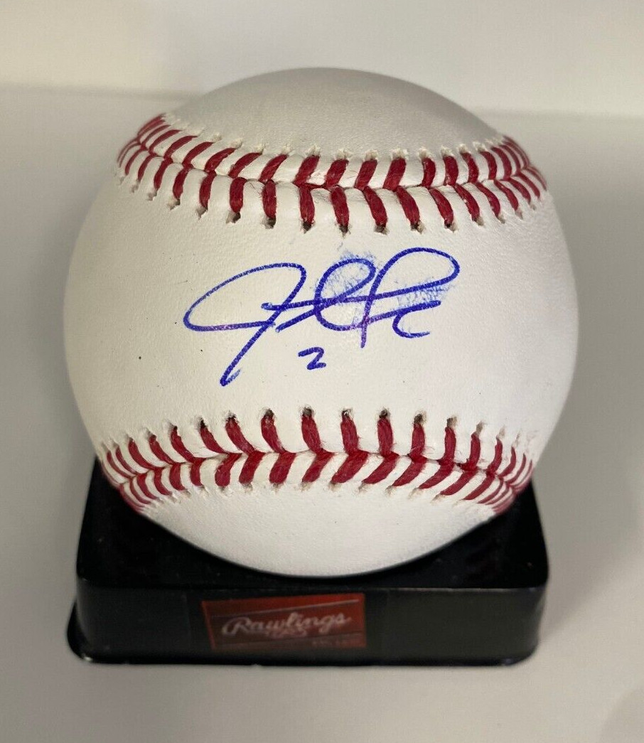 JUSTIN TURNER DODGERS/BLUE JAYS SIGNED AUTOGRAPHED M.L. BASEBALL BECKETT A