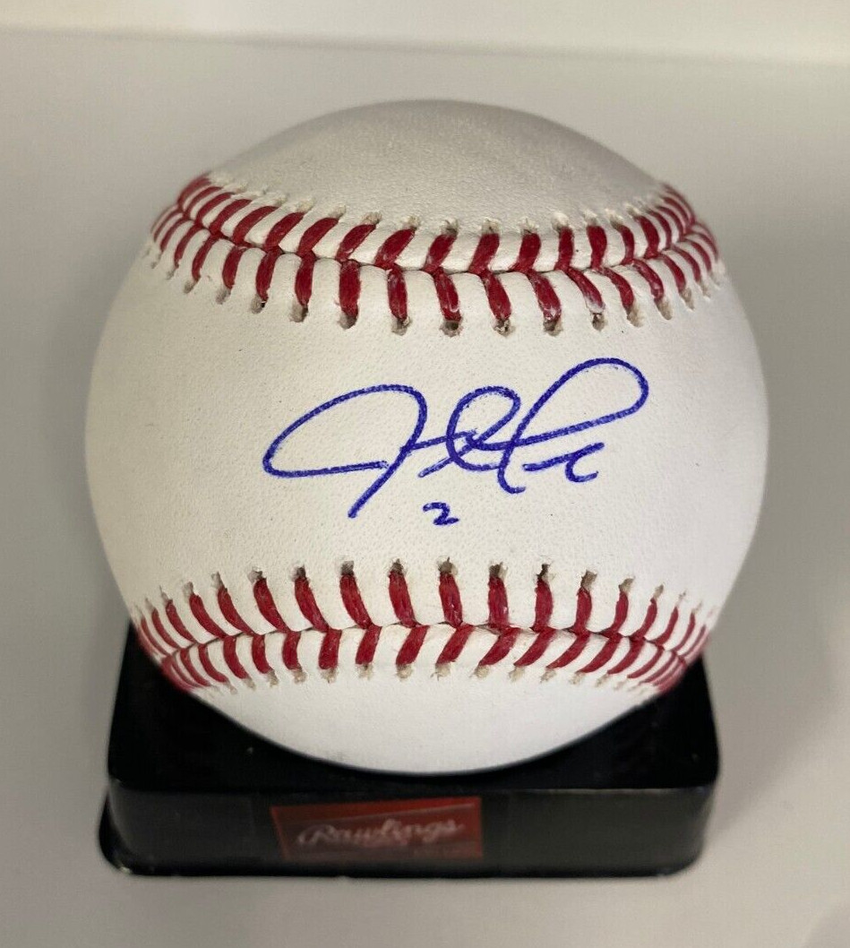 JUSTIN TURNER RED SOX/BLUE JAYS SIGNED AUTOGRAPHED M.L. BASEBALL BECKETT F