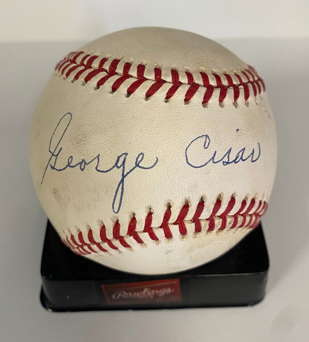 GEORGE CISAR BROOKLYN DODGERS SIGNED AUTOGRAPHED VINTAGE N.L. BASEBALL BECKETT