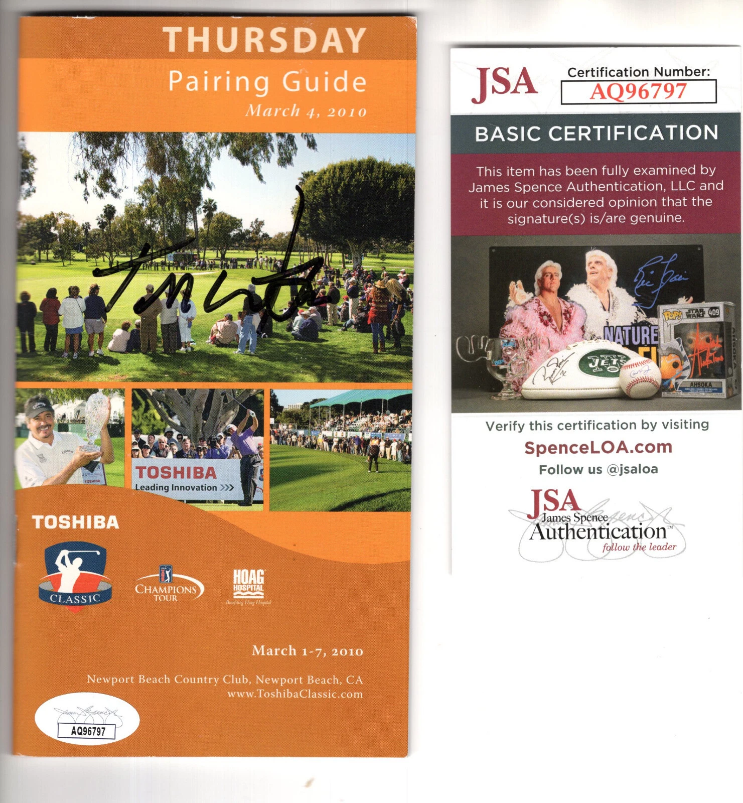 TOM WATSON HAND SIGNED 2010 TOSHIBA CLASSIC PAIRING GUIDE BOOKLET+JSA