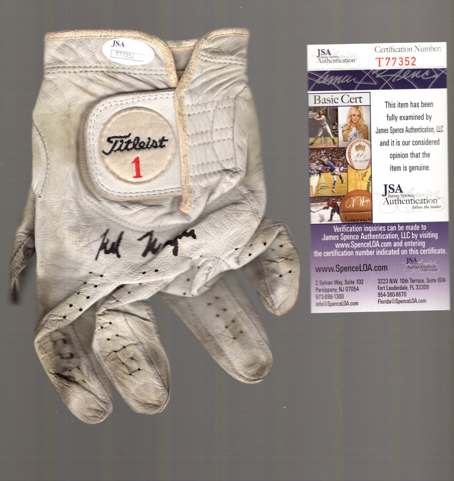 KEN NAGLE HAND SIGNED USED TITLEIST GOLF GLOVE+COA GOLF LEGEND JSA