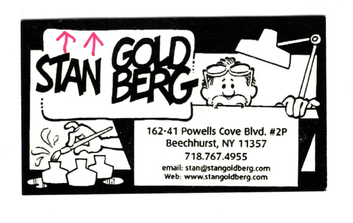STAN GOLDBERG BUSINESS CARD SIGNED INITIALS ONLY LEGENDARY ARCHIE CARTOONIST