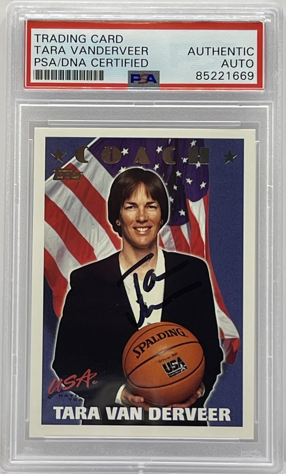 Tara Vanderveer Signed Auto 1996 Topps Stanford Cardinal Card PSA/DNA Slabbed
