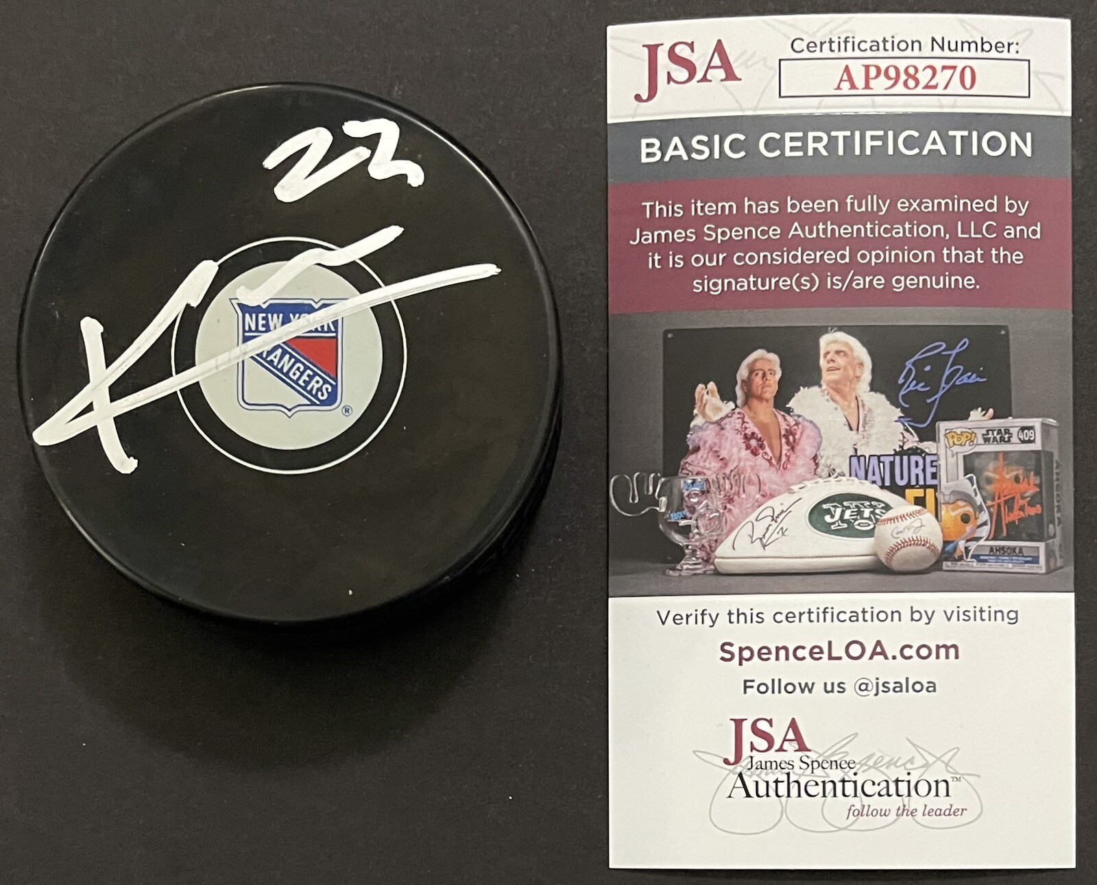 Kaapo Kakko Signed Autographed New York Rangers Logo Hockey Puck JSA COA