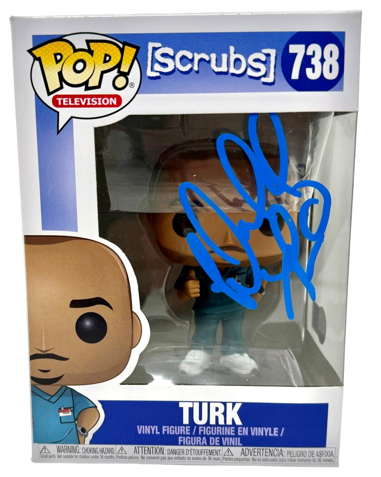 Donald Faison Signed Funko Pop Scrubs Turk #738 Autograph Beckett COA