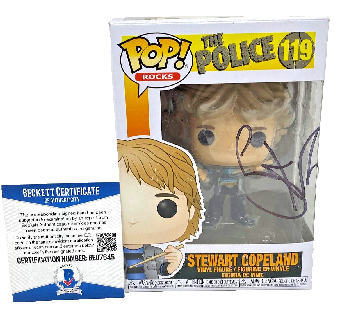 STEWART COPELAND SIGNED THE POLICE #119 FUNKO POP DRUMMER AUTOGRAPH BECKETT COA COLLECTIBLE MEMORABILIA