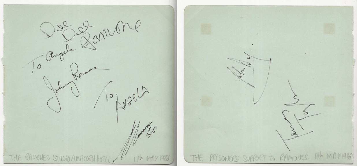 The RAMONES & The Prisoners hand SIGNED Album Page JSA LOA Johnny DEE DEE Joey