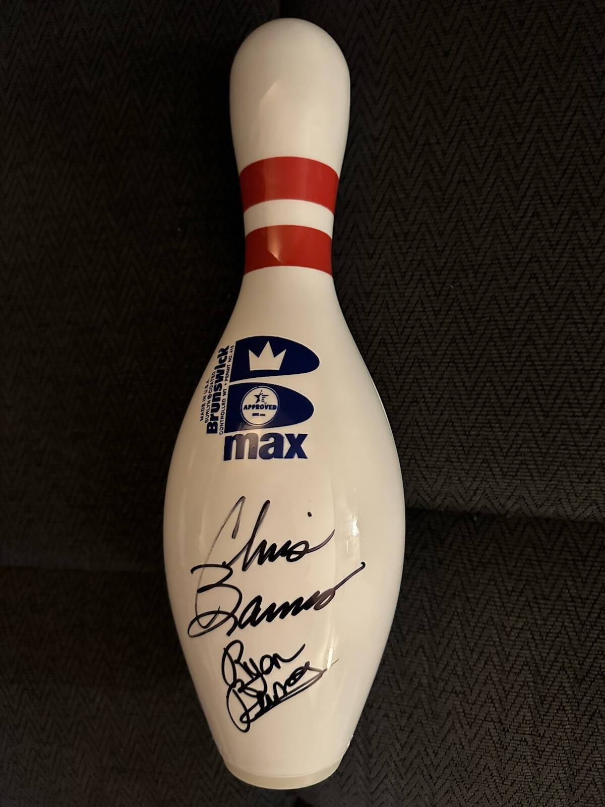 Chris & Ryan Barnes Brunswick PBA Signed Unused Bowling Pin Autographed Unique