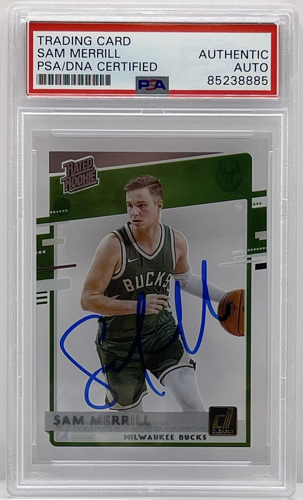 Sam Merrill Signed 2020-21 Clearly Donruss Rookie Cleveland Cavaliers PSA/DNA