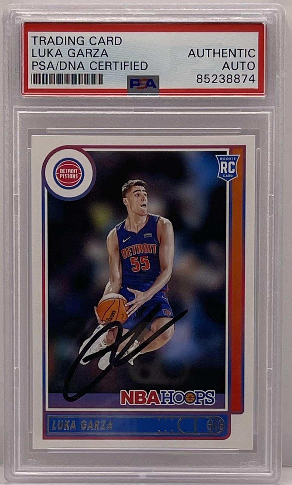 Luka Garza Signed 2021-22 NBA Hoops Rookie Card Iowa Pistons PSA/DNA Slabbed
