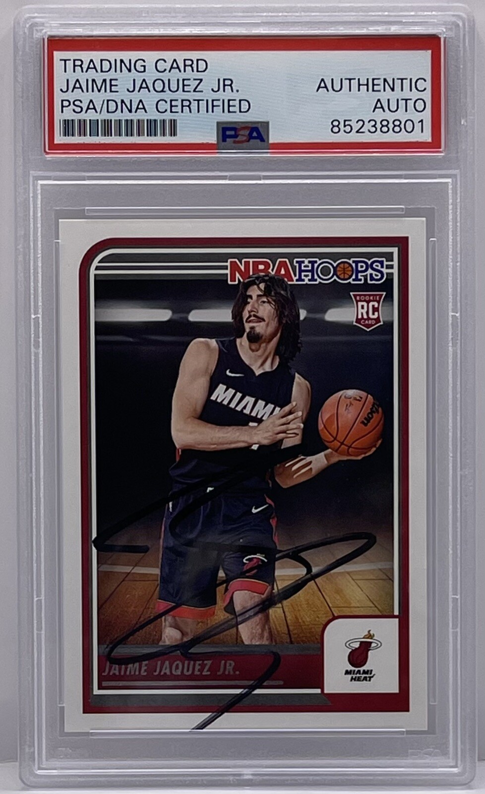 Jaime Jaquez Jr Signed 2023-24 NBA Hoops Rookie Card Miami Heat PSA/DNA Slabbed