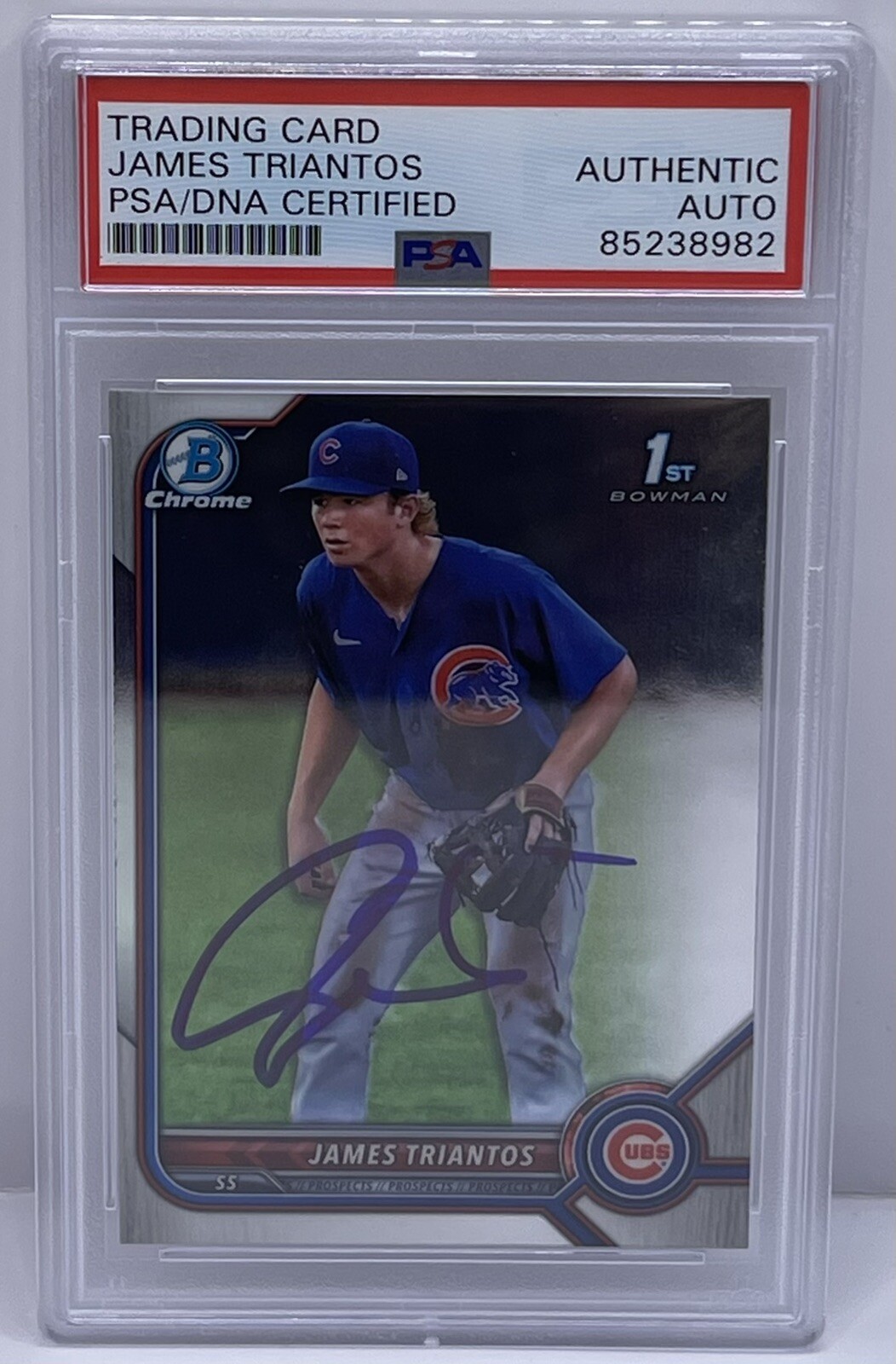 James Triantos Signed 2022 Bowman Chrome Rookie Card Chicago Cubs PSA/DNA Slab