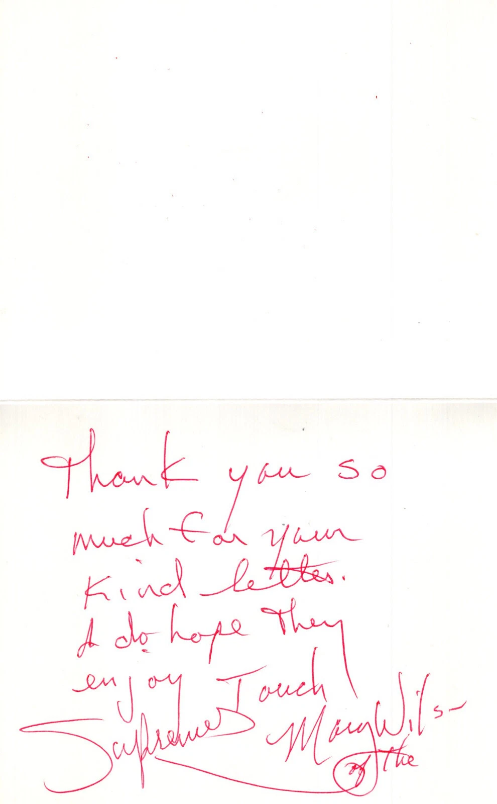 MARY WILSON HAND SIGNED GREETING CARD+COA THE SUPREMES SINGER