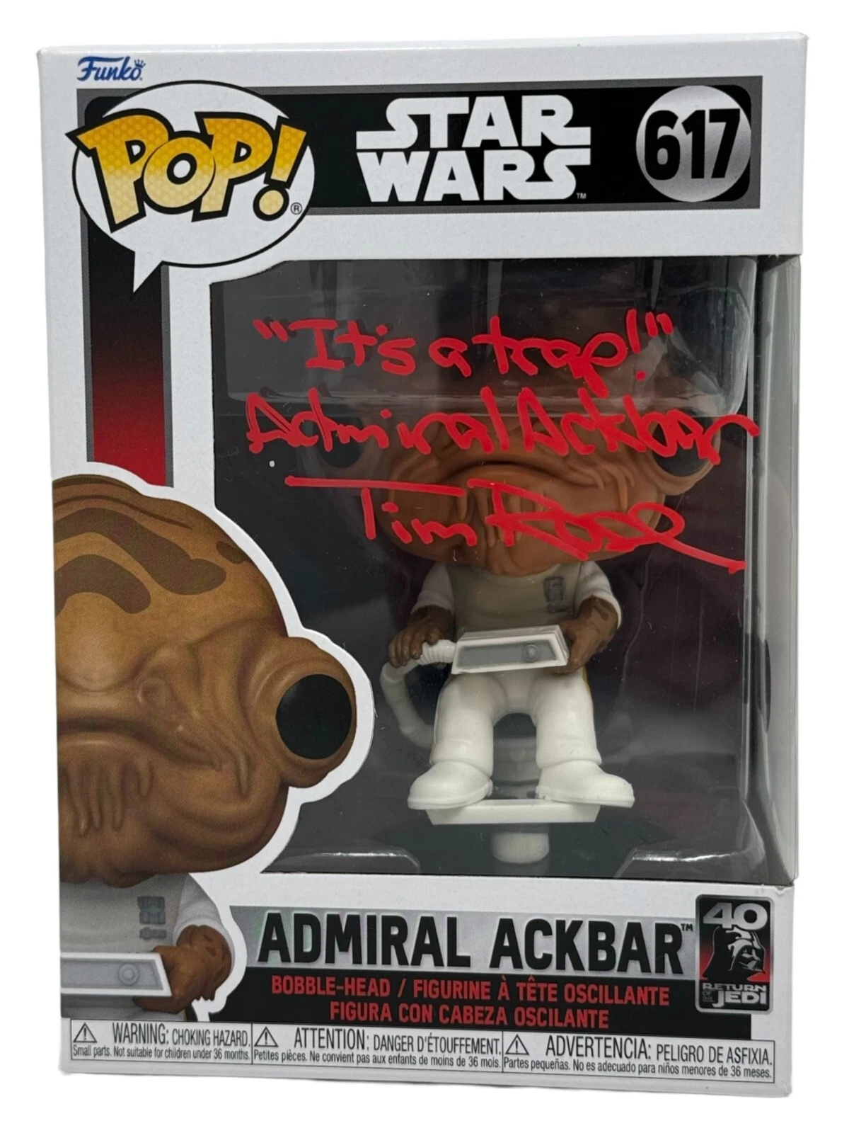 Tim Rose Signed Funko Pop Star Wars Admiral Akbar It's A Trap Autograph BAS COA