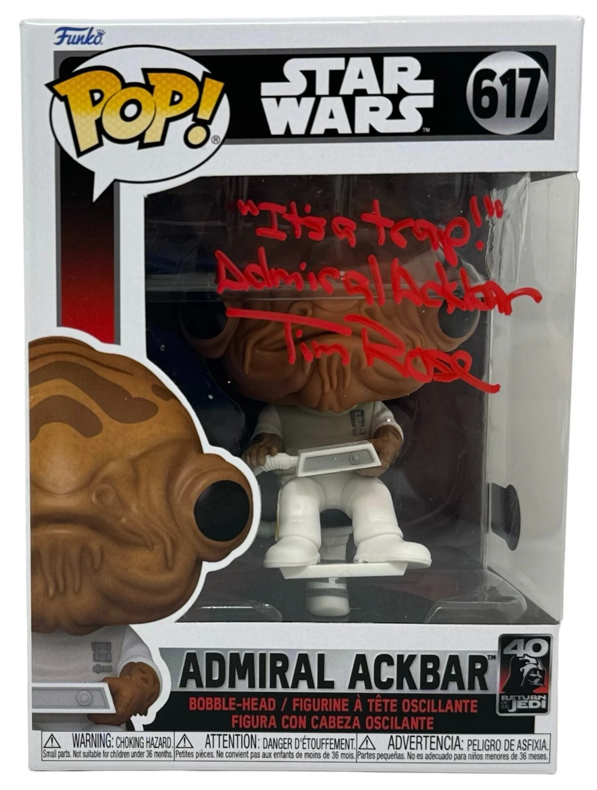 Tim Rose Signed Funko Pop Star Wars Admiral Akbar #617 Autograph It's A Trap BAS