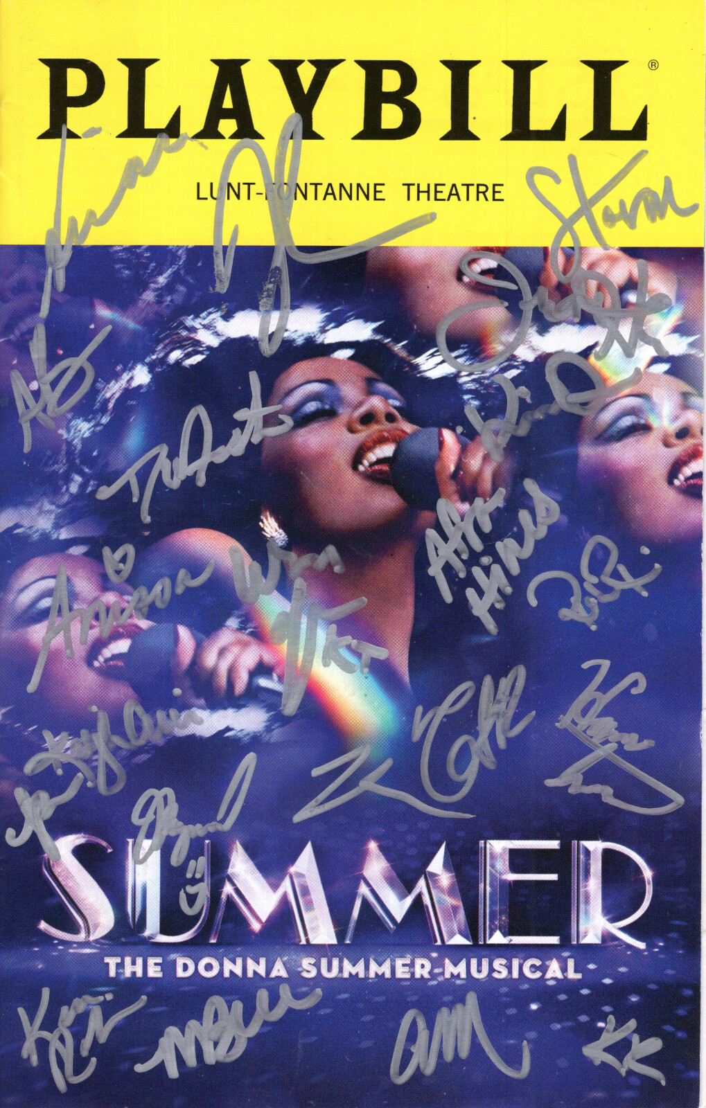SUMMER HAND SIGNED NYC PLAYBILL+COA DONNA SUMMER SIGNED ON COVER BY CAST