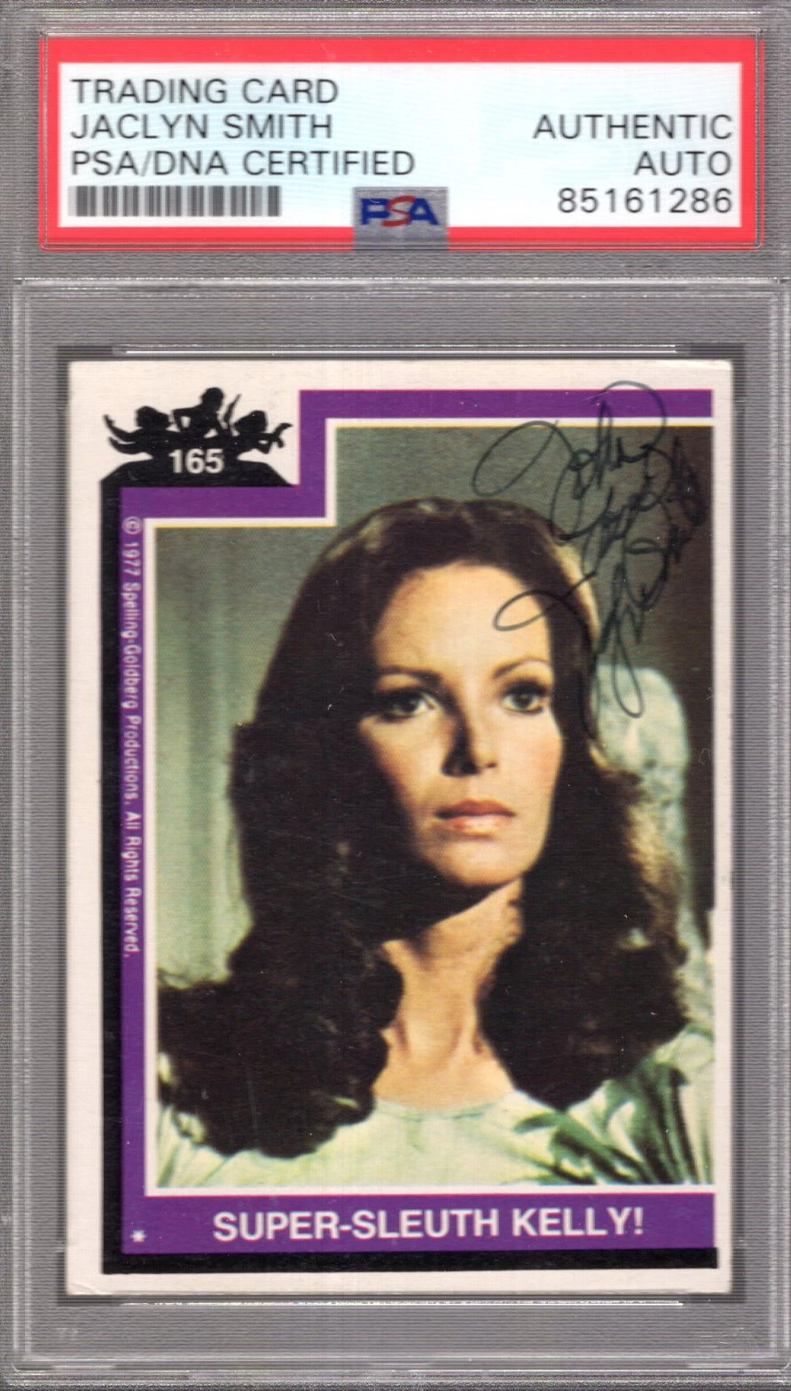 JACLYN SMITH HAND SIGNED CHARLIE'S ANGELS TRADING CARD PSA SLABBED TO JOHN