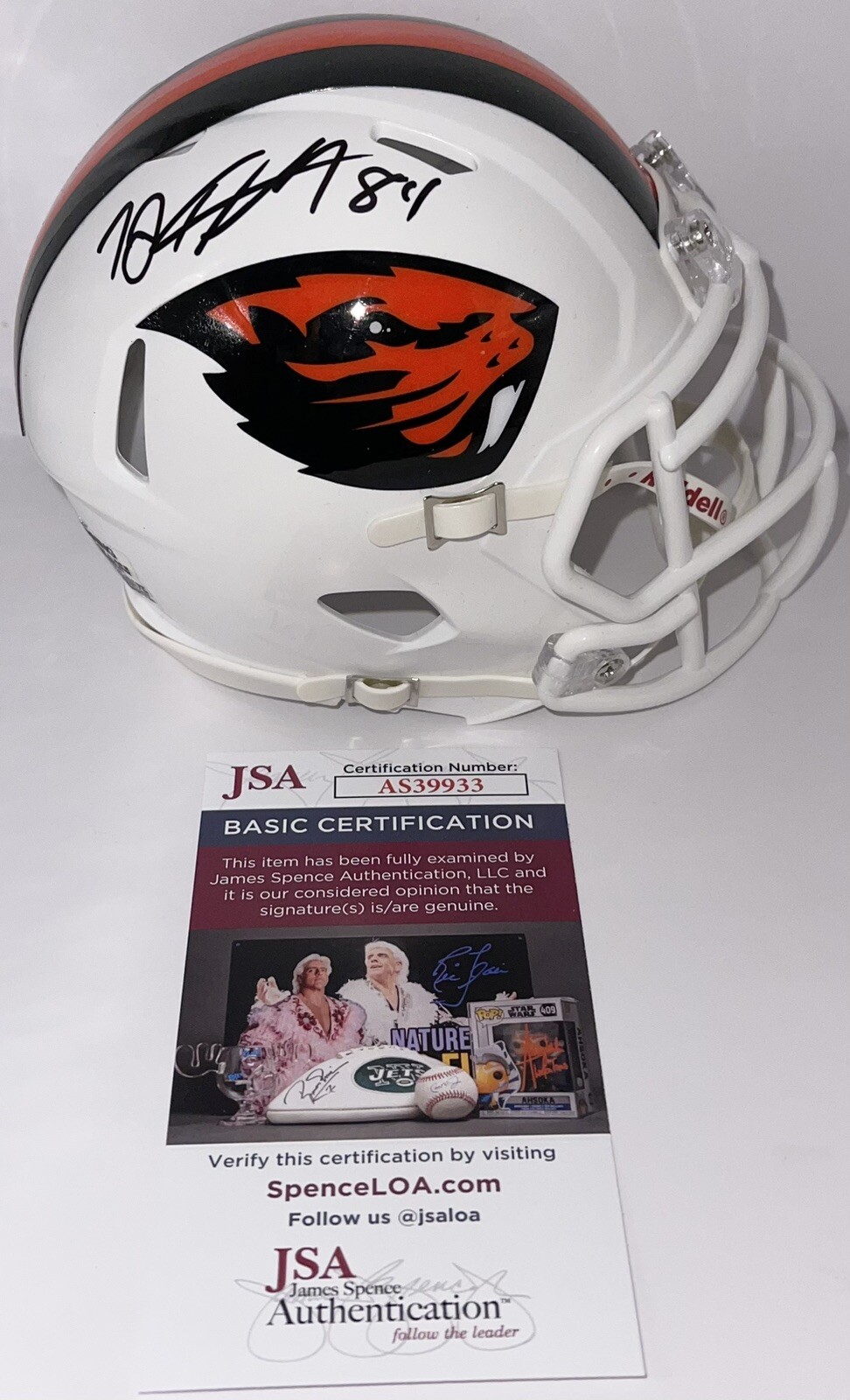 T. J. Houshmandzadeh Signed Autographed Oregon State Beavers Mini Helmet JSA COA