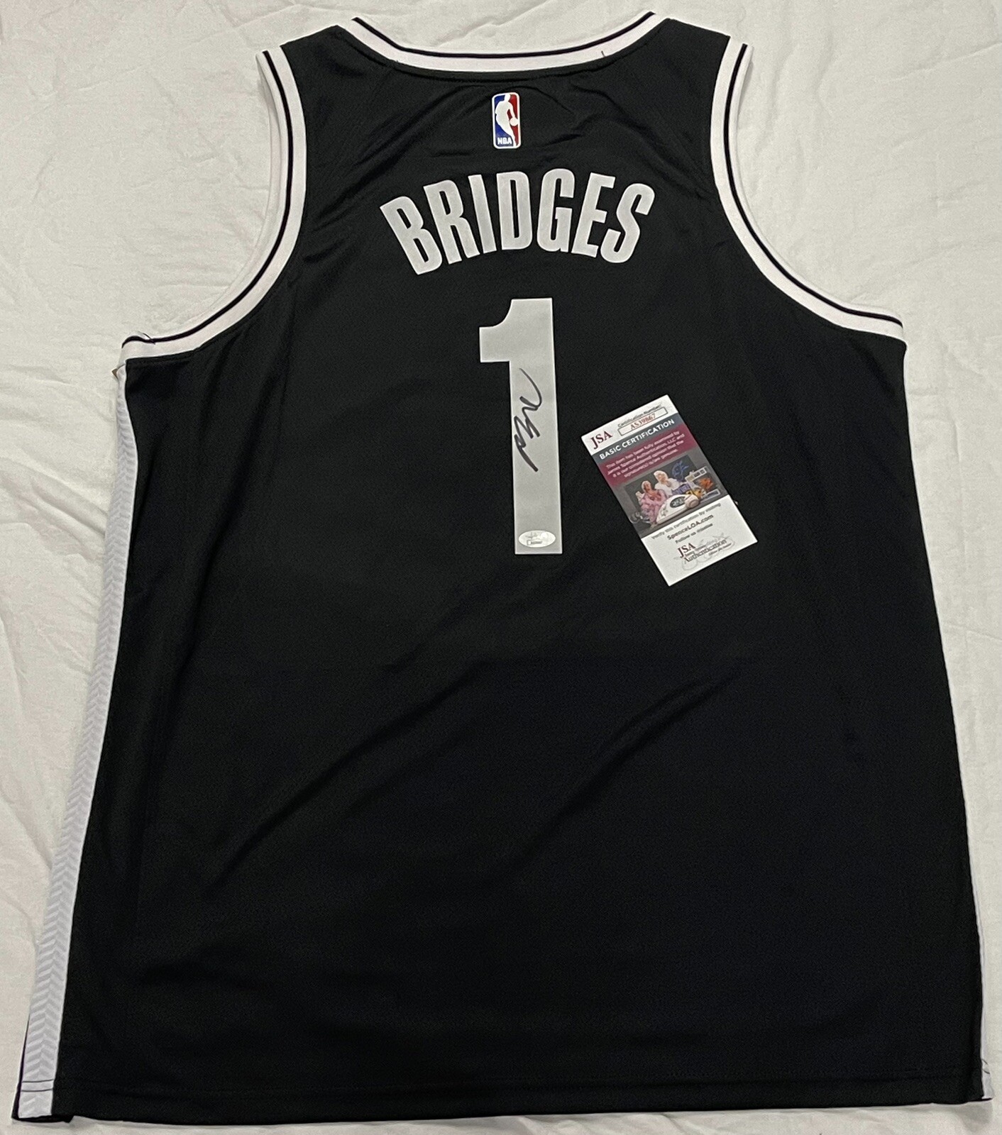 Mikel Bridges Signed Autographed Brooklyn Nets Black Jersey JSA COA