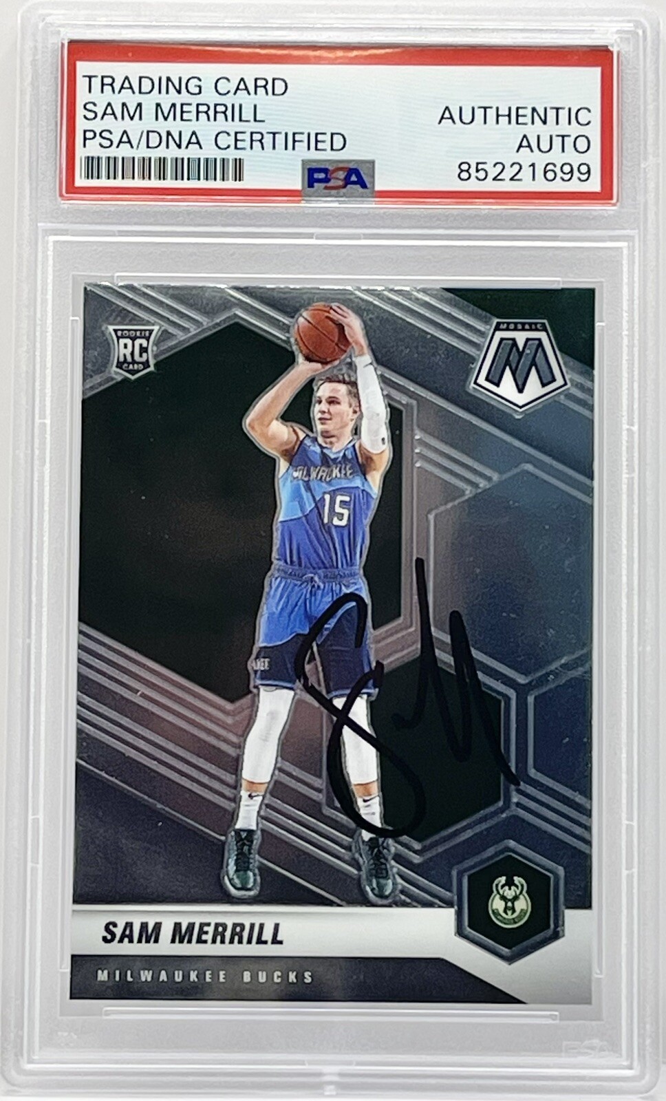 Sam Merrill Signed 2020-21 Mosaic Rookie Card Cleveland Cavaliers PSA/DNA Slab