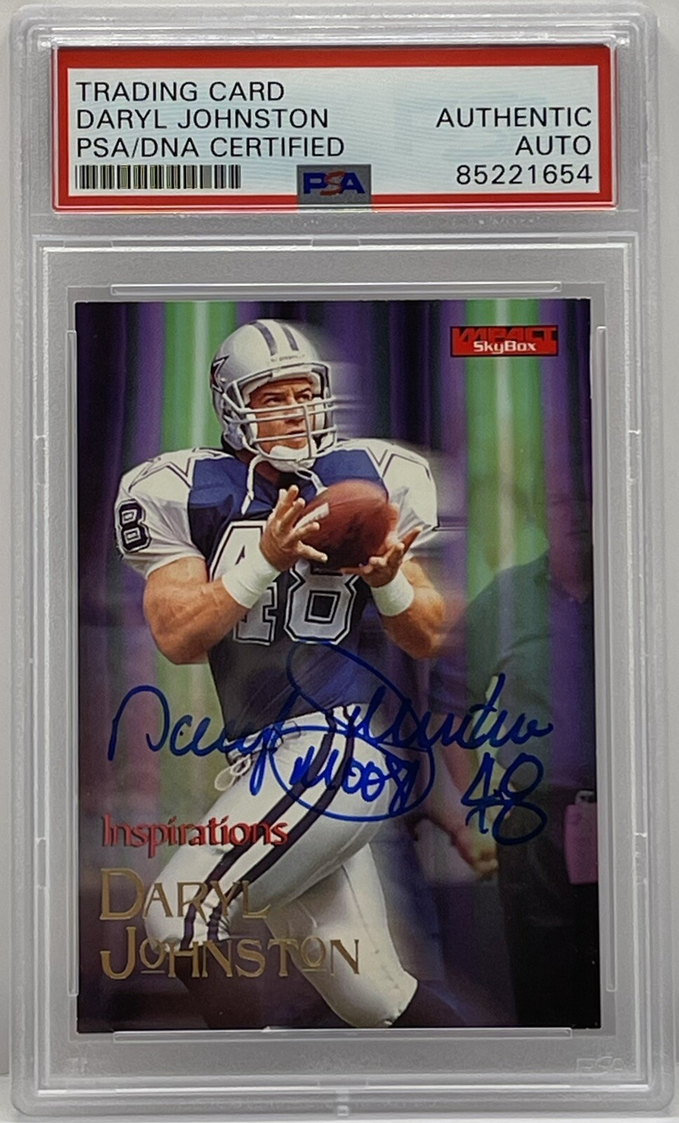 Daryl Johnston Signed 1996 Skybox Impact Card Dallas Cowboys PSA/DNA Slabbed