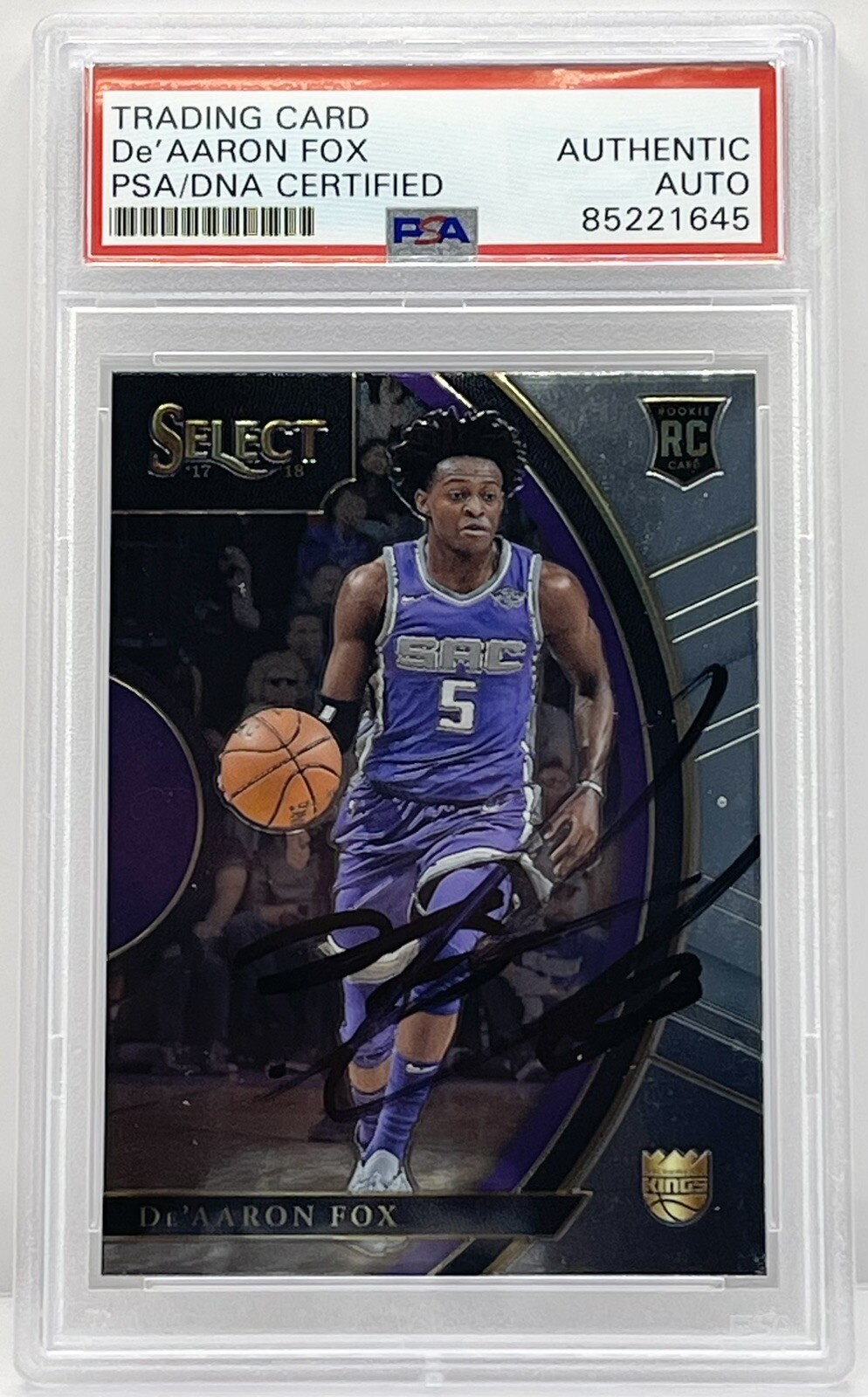 De’Aaron Fox Signed Auto 2017-18 Select Rookie Card Sacramento Kings PSA/DNA