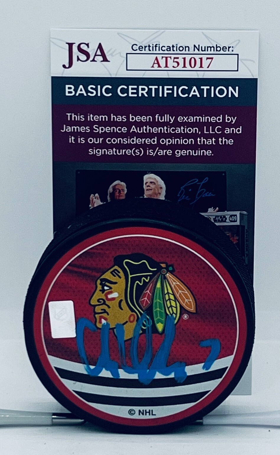 Chris Chelios signed Chicago Blackhawks Reverse Retro Puck autographed JSA