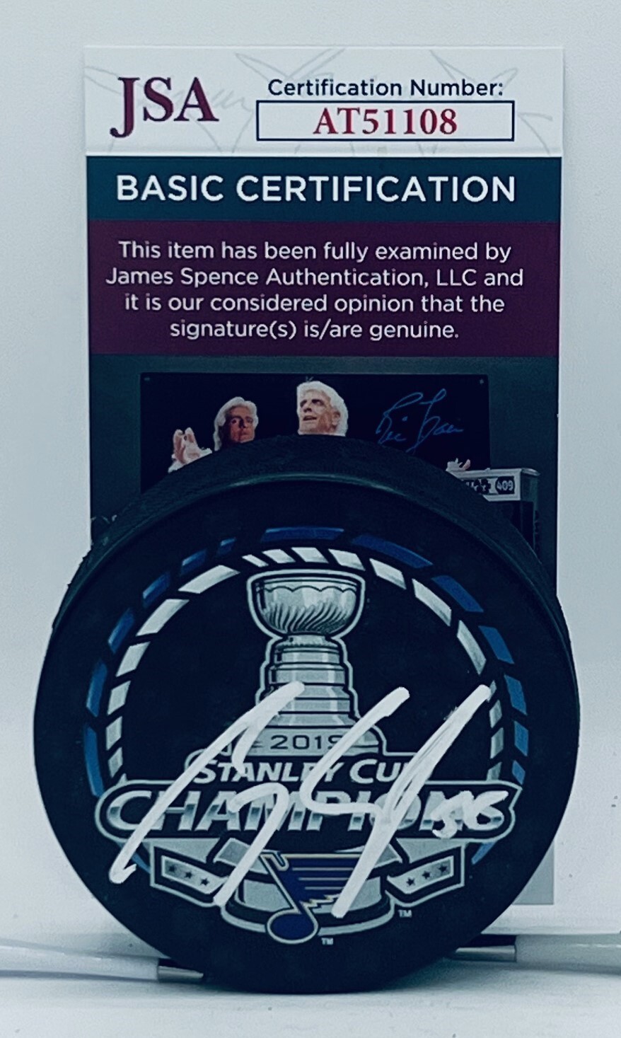 Colton Parayko signed St. Louis Blues 2019 Stanley Cup Champs Puck JSA