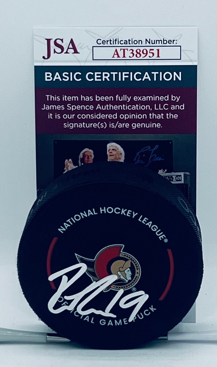 Drake Batherson signed Ottawa Senators Official Game Puck autographed JSA