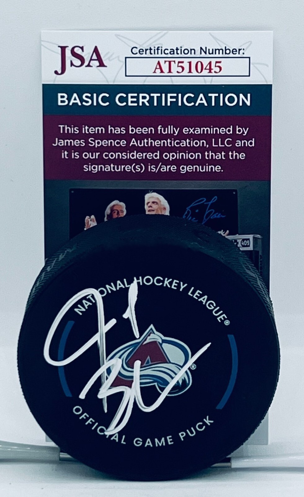 Jared Bednar signed Colorado Avalanche Official Game Puck autographed JSA