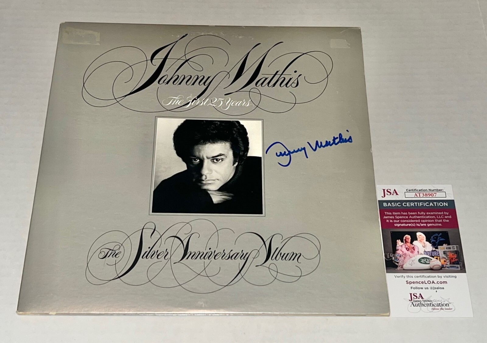 Johnny Mathis signed The Silver Anniversary Vinyl Album Cover autographed JSA