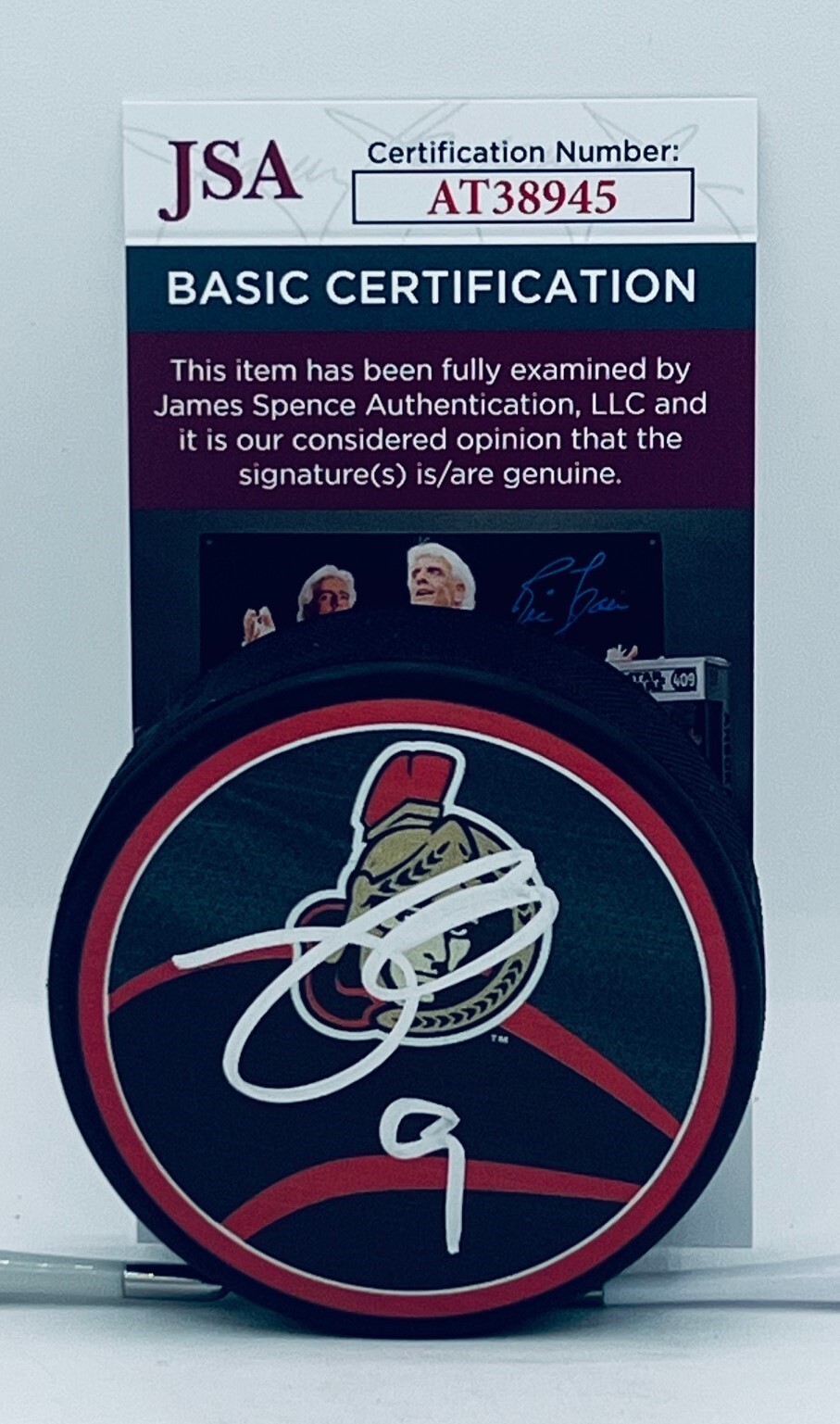 Josh Norris signed Ottawa Senators Reverse Retro Puck autographed JSA