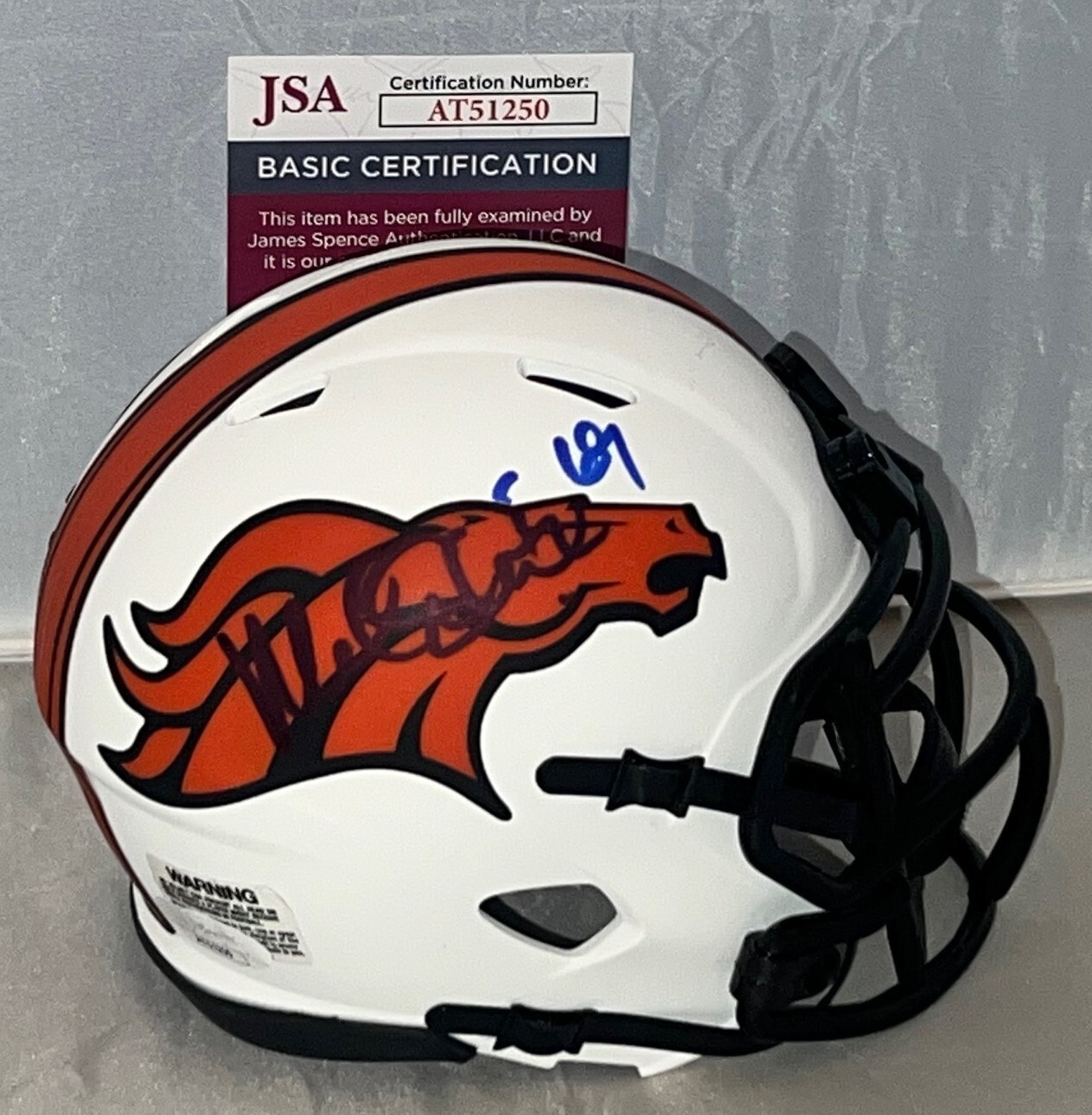 Mark Schlereth signed Denver Broncos Lunar Eclipse mini helmet autographed 2 JSA