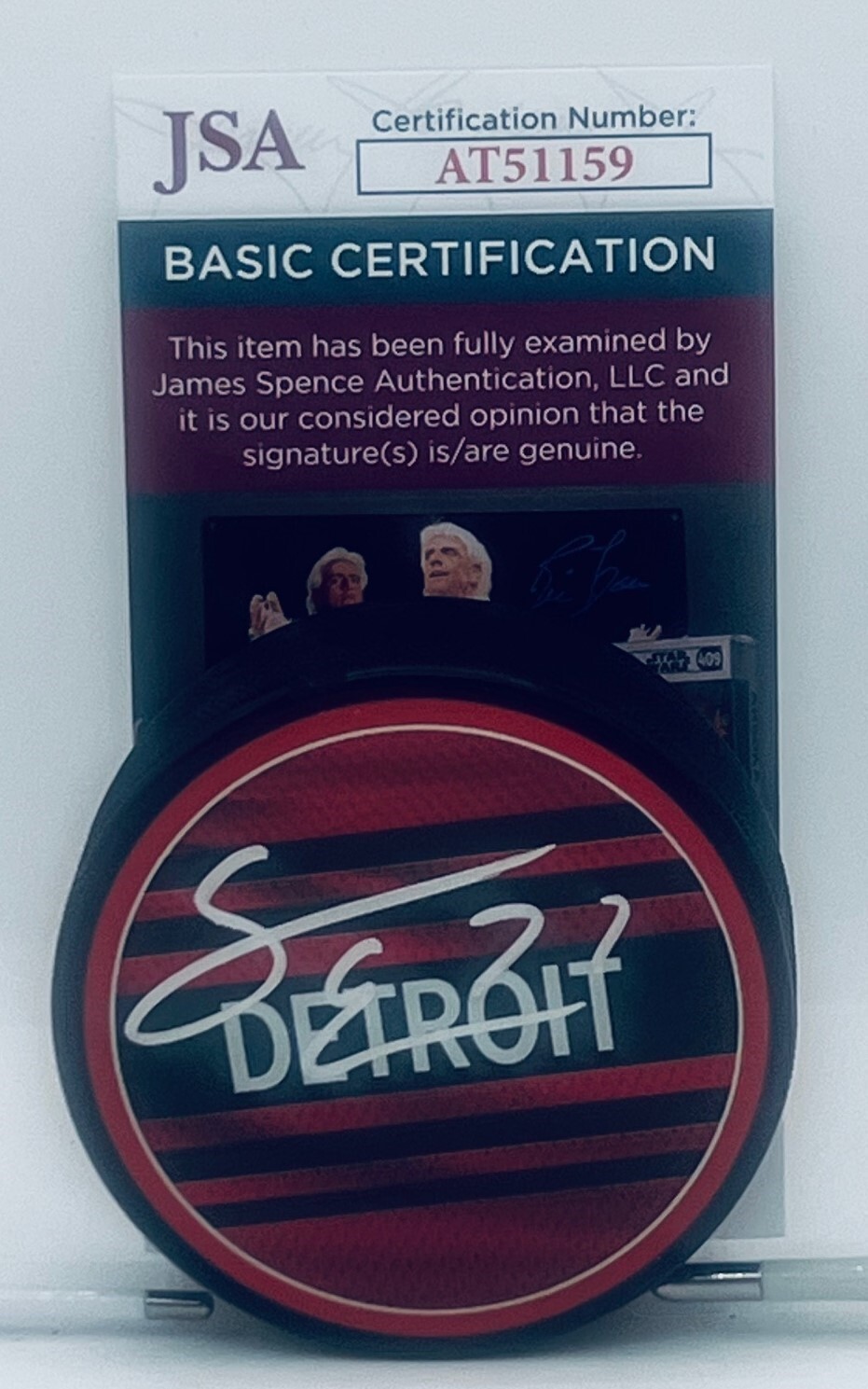 Simon Edvinsson signed Detroit Red Wings Reverse Retro Puck autographed JSA