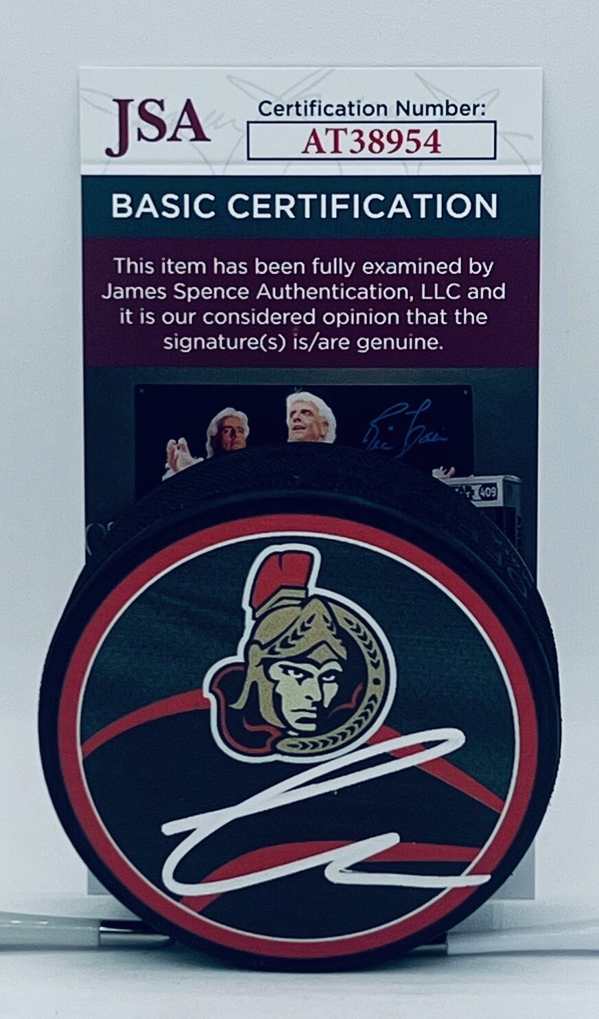 Thomas Chabot signed Ottawa Senators Reverse Retro Puck autographed #2 JSA COA