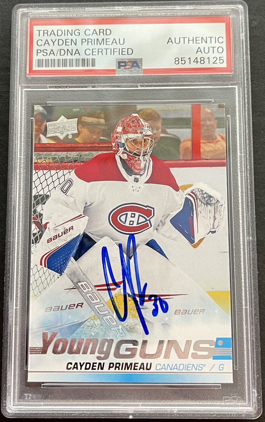 Cayden Primeau Signed 2019-20 Upper Deck Young Guns RC Montreal PSA/DNA Slabbed