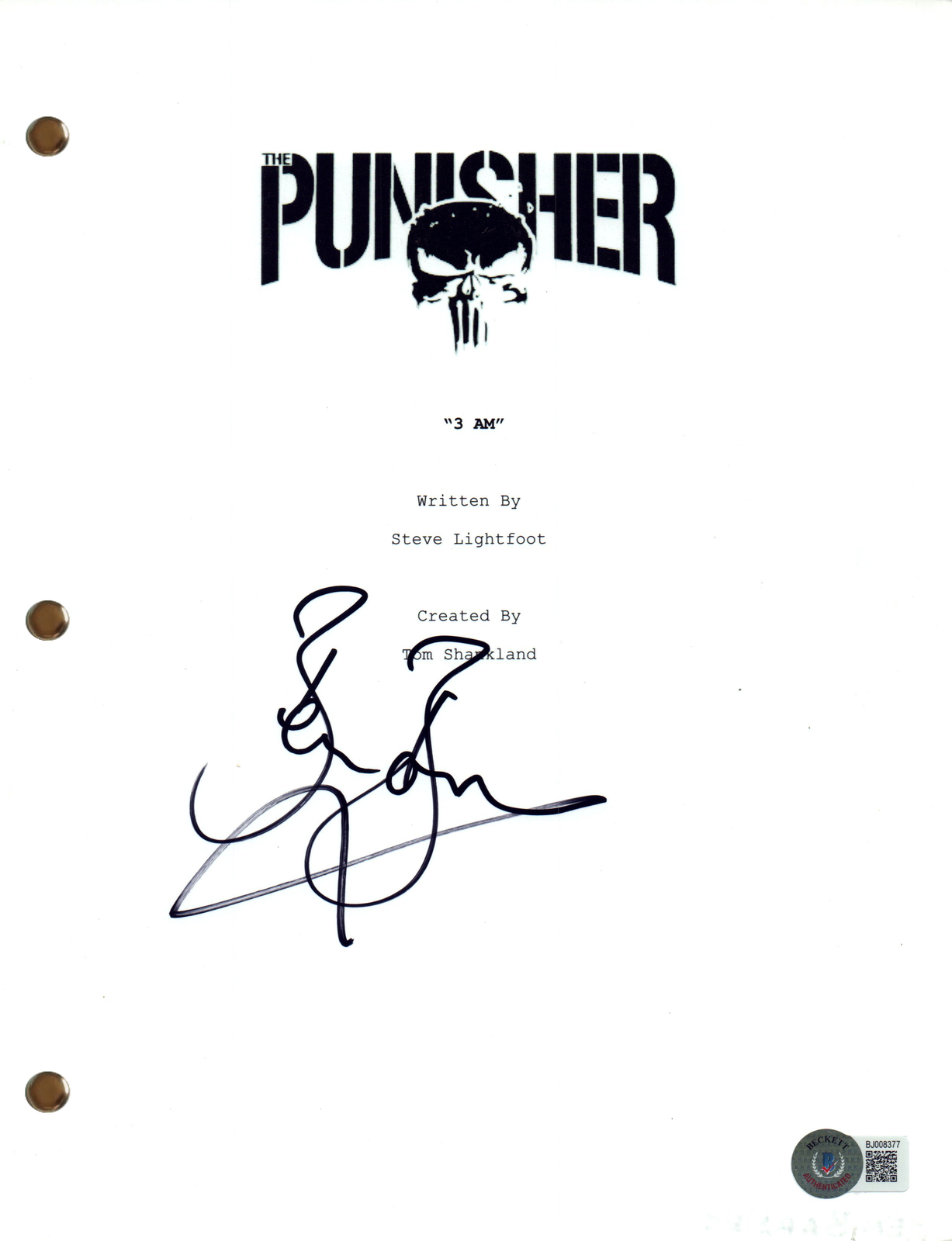 Ben Barnes Signed The Punisher Pilot Script Jigsaw Marvel Autograph Beckett COA