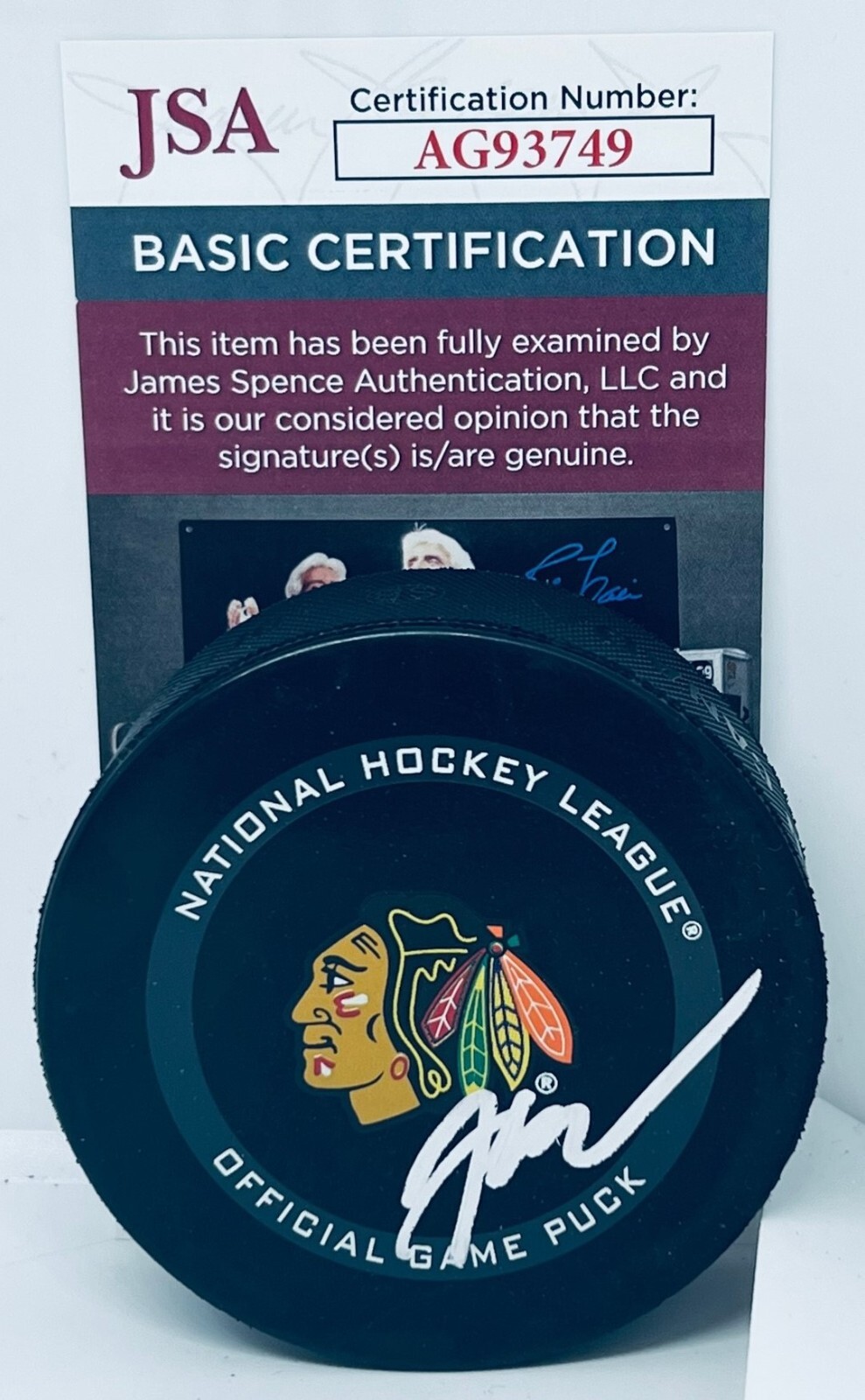 Kevin Korchinski signed Chicago Blackhawks Game Puck autographed Proof JSA