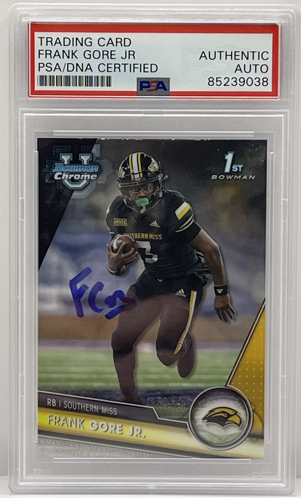 Frank Gore Jr Signed 2023 Bowman Chrome U Rookie Card Southern Miss PSA/DNA