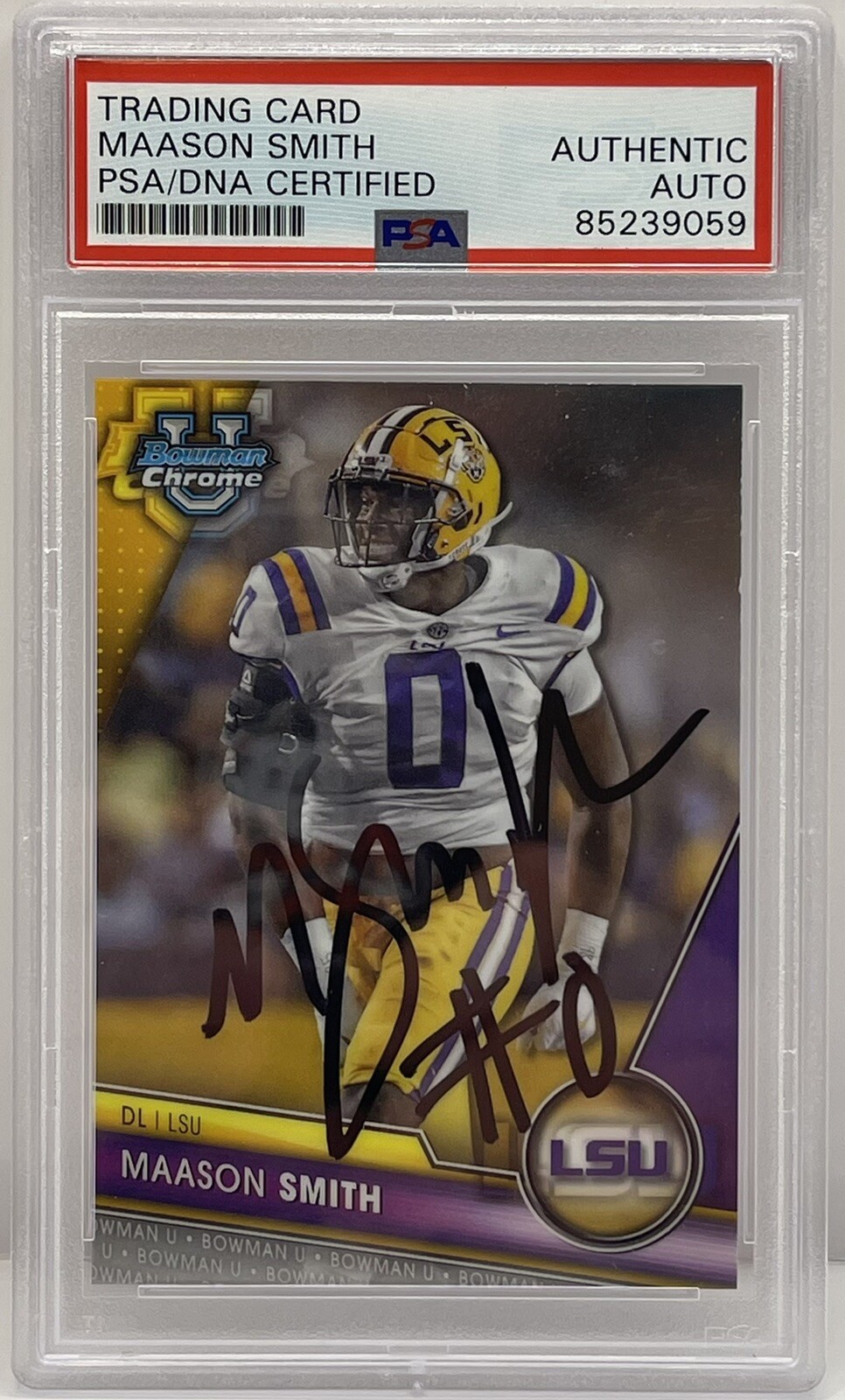 Maason Smith Signed 2023 Bowman Chrome U Rookie Card LSU Tigers PSA/DNA