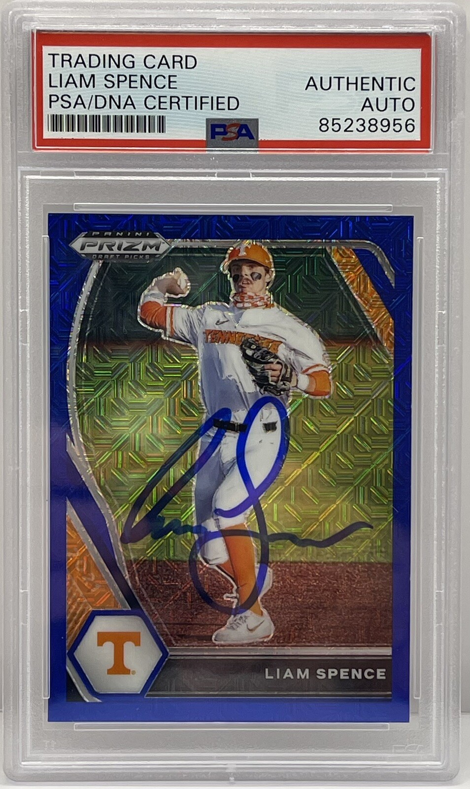 Liam Spence Signed 2022 Prizm Blue Rookie Card Chicago Cubs PSA/DNA Slab