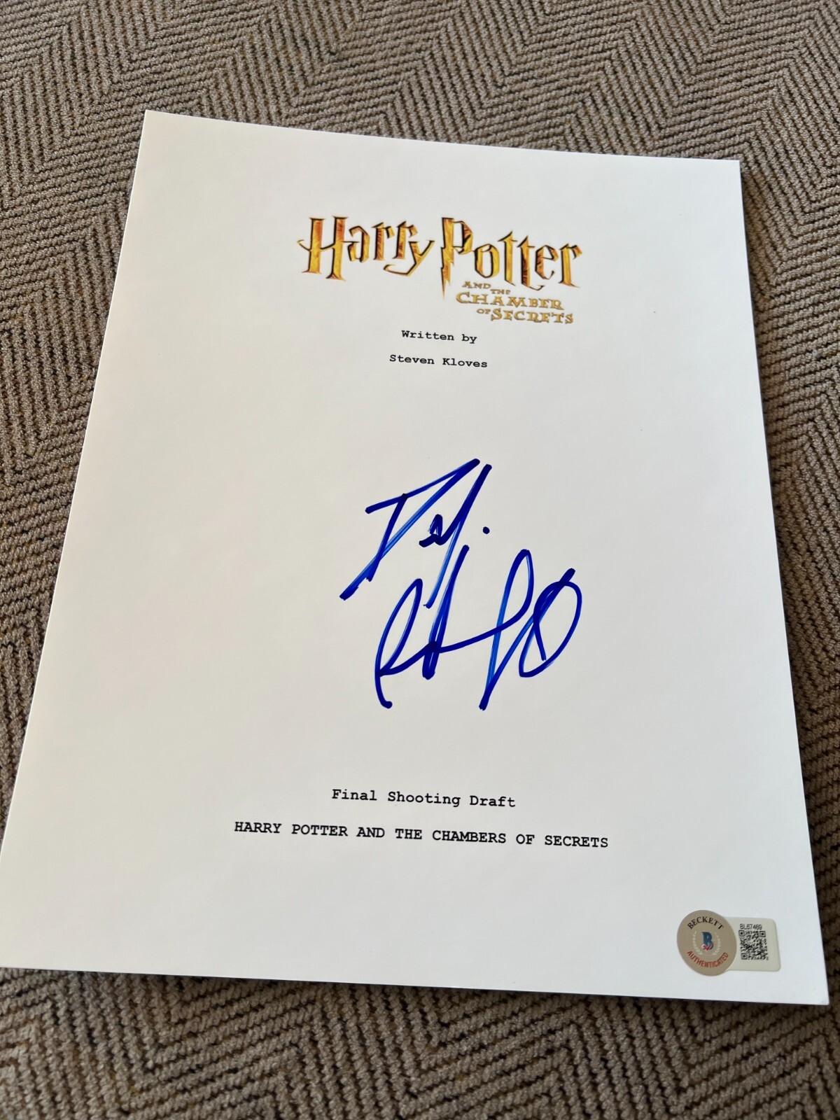 DANIEL RADCLIFFE SIGNED AUTOGRAPH SCRIPT HARRY POTTER CHAMBER SECRETS BECKETT X1